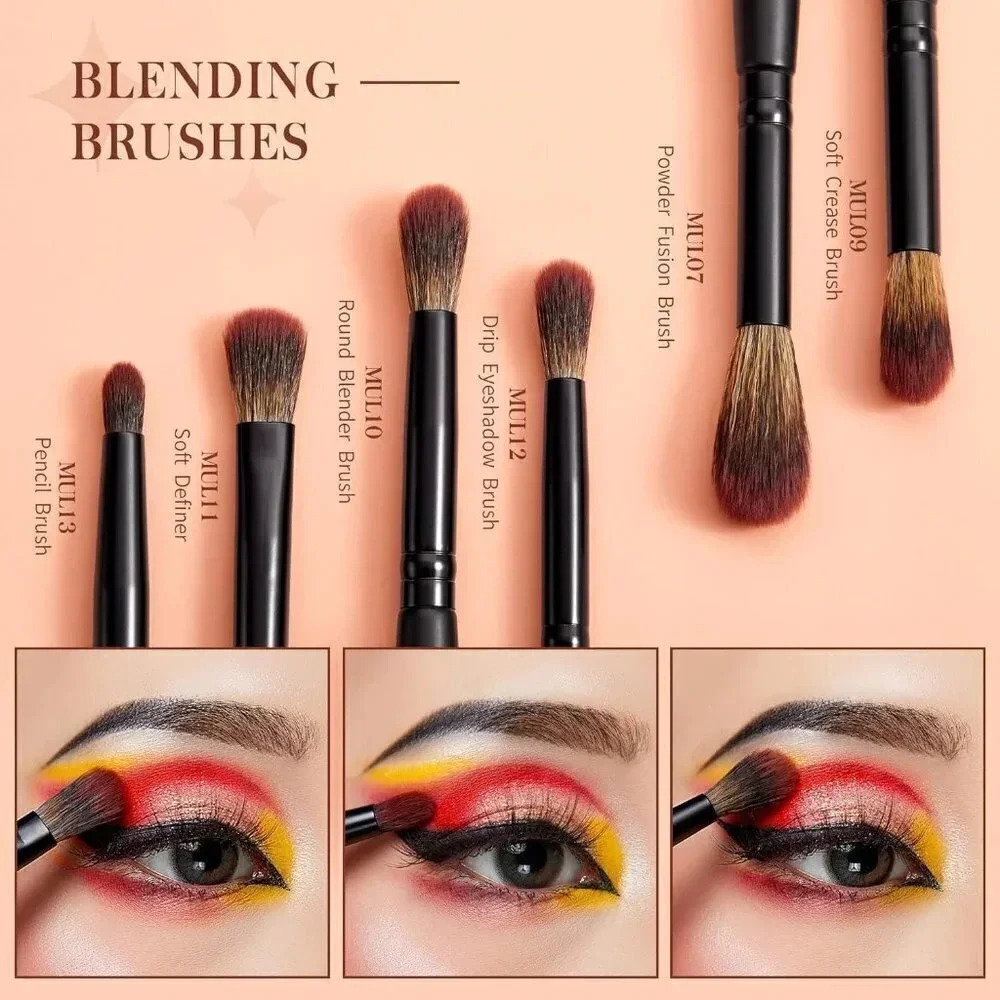 Jessup Eye Brushes Set,  Vegan Makeup Brushes 16pcs Premium Synthetic Black T272 - Picture 3 of 9
